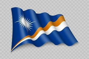 3d realistisch golvend vlag van maarschalk eilanden vector