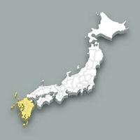 Kyushu regio plaats binnen Japan kaart vector