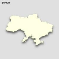 3d isometrische kaart van Oekraïne geïsoleerd met schaduw vector