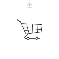 een vector illustratie van een boodschappen doen kar icoon, vertegenwoordigen handel, kleinhandel, of online winkelen. perfect voor e-commerce platformen, aankoop, of uitchecken symbolen