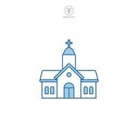kerk icoon vector presenteert een gestileerde plaats van aanbidding, symboliseert geloof, spiritualiteit, vertrouwen, gebed, en gemeenschap bijeenkomst