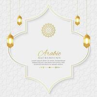 Arabisch Islamitisch elegant wit en gouden luxe sier- achtergrond met Islamitisch patroon vector