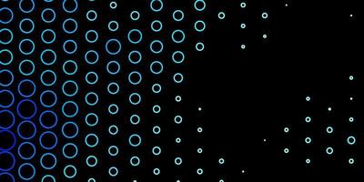 donkerblauwe vectortextuur met cirkelsillustratie met reeks glanzend kleurrijk abstract bollenontwerp voor affichesbanners vector