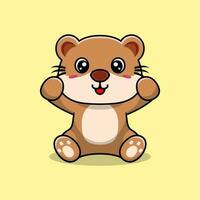 vector Otter zittend schattig creatief kawaii tekenfilm mascotte logo