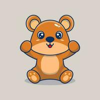 vector teddy beer zittend schattig creatief kawaii tekenfilm mascotte logo