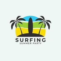 surfing logo beeld vector ontwerp, zomer logo icoon illustratie ontwerp