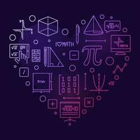 ik liefde wiskunde vector schets hart vormig gekleurde banier - wiskunde concept concept lijn illustratie