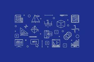 wiskundig wetenschappen concept vector dun lijn horizontaal banier - wiskunde illustratie