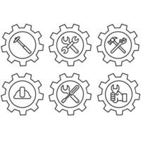 werkplaats icoon vector set. reparatie illustratie teken verzameling. onderhoud centrum symbool. bouwkunde logo.
