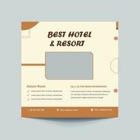 het beste hotel sociaal media sjabloon ontwerp. zomer partij banier ontwerp, tour dl folder sjabloon. vector