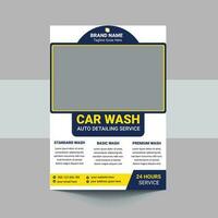 auto het wassen onderhoud folder, poster ontwerp sjabloon vector