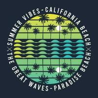 Californië paradijs gevoel surfing gevoel Golf, zomer gevoel enkel en alleen, strand paradijs, zomer gevoel enkel en alleen, Californië strand. zomer tekst met een Super goed golven vector illustraties.