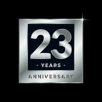 twintig drie jaren verjaardag viering luxe zwart en zilver logo embleem geïsoleerd vector