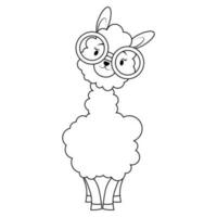 schattig tekenfilm alpaca met bril vector