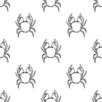 naadloos patroon met krabben. tekening vector met krab pictogrammen. getrokken krab patroon