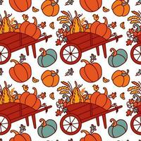 pompoen kar. herfst illustratie voor kleding stof, inpakken, textiel, behang, kleding. herfst seizoen. naadloos patroon. vector. vector