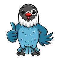 schattig slaty blauw liefde vogel tekenfilm geven duim omhoog vector