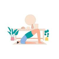 vrouw yoga brug poses vlak illustratie vector