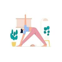 vrouw yoga driehoek poses vlak illustratie vector
