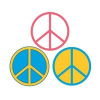 jaren 70 retro groovy hippie logo leuze illustratie met vrede teken en bloemen sticker en lap - wijnoogst vector icoon retro.