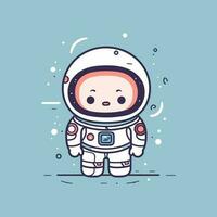 schattig mascotte astronaut tekenfilm ruimtevaarder illustratie vector