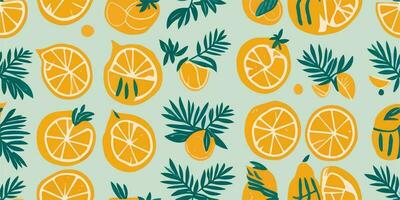 tropisch citrus infusie, sieren ruimten met oranje patronen vector