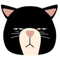 grappig gezicht kat hoofd arrogant zwart vector