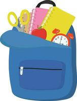 terug naar school- concept. school- zak met briefpapier. terug naar school. vector illustratie.