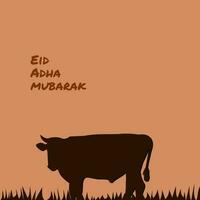 eid viering achtergrond vector. eid adha groet met koe silhoutte ontwerp grafisch. moslim of Islam vakantie. vector