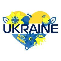 oekraïens hart van etnisch bloemen en belettering Oekraïne vector
