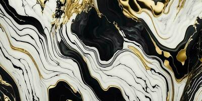 abstract zwart, wit en goud gedetailleerd structuur marmer. marmeren met gouden aderen. luxe natuurlijk achtergrond. wervelingen van marmeren of rimpelingen van agaat. alcohol inkt vector kunst