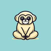 schattig weinig gibbon tekenfilm zittend vector