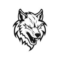 wolf hoofd icoon in zwart en wit vector illustratie voor mascotte