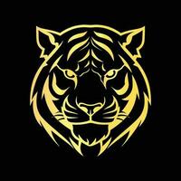 tijger hoofd. goud silhouet van een tijger hoofd geïsoleerd Aan zwart achtergrond vector