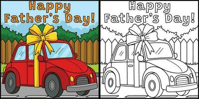 gelukkig vaders dag auto kleur bladzijde illustratie vector