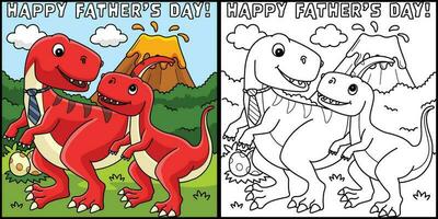 gelukkig vaders dag t rex kleur bladzijde illustratie vector