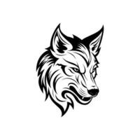 zwart wolf hond hoofd logo vector