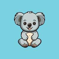 koala mascotte tekenfilm karakter isoleren Aan blauw achtergrond vector