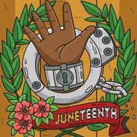 juneteenth hand- met gebroken ketenen gekleurde vector