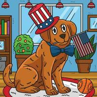 4e van juli patriottisch puppy gekleurde tekenfilm vector