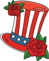 Amerikaans top hoed met roos bloem tekenfilm clip art vector