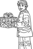 Chanoeka jongen geven cadeaus geïsoleerd volwassenen vector
