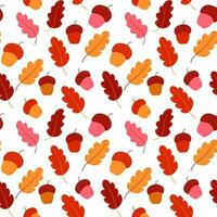 eikel- en kleur eik bladeren patroon, herfst, vector grafiek. vector illustratie