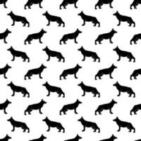 naadloos patroon met Duitse herder silhouet. tekening zwart en wit vector illustratie.