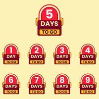 dagen links countdown etiket clip art vector