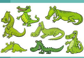 tekenfilm grappig krokodillen grappig dier tekens reeks vector