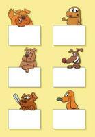 tekenfilm honden en puppy's met kaarten ontwerp reeks vector