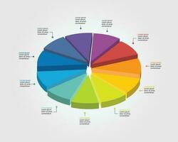 cirkel cirkeldiagramsjabloon voor infographic voor presentatie voor 11 elementen vector