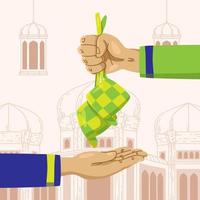 hand geven ketupat concept vector