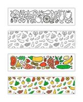 horizontaal banners met tekening paleo voedingsmiddelen vector